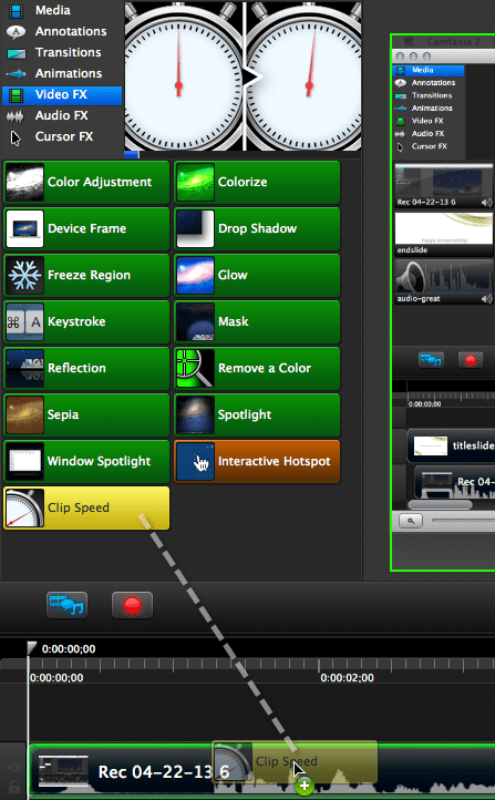 drag effect on media clip
