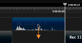 Drag clip into removed area