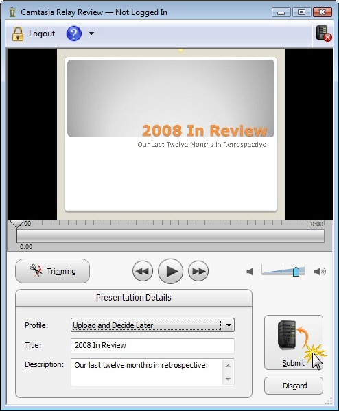 Camtasia Relay Review dialog box