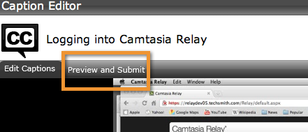 Click to access the preview and submit view of the caption editor.