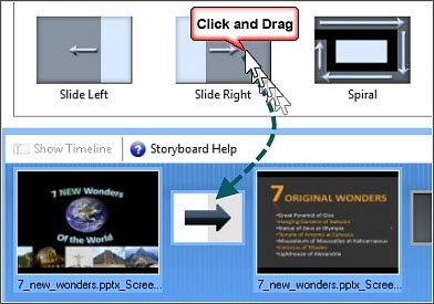 Drag transition to Storyboard