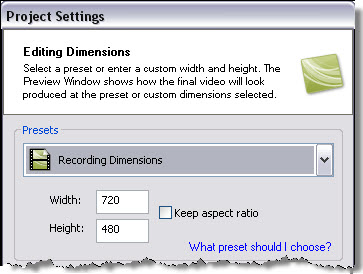 Recording dimensions