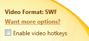 video format in preferences