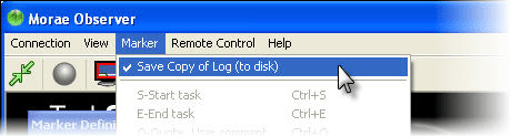 Save Copy of Log option in menu