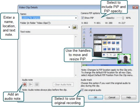 Video Clip Details dialog box