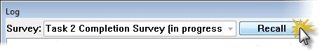 Survey Recall in Log dialog