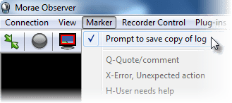 Prompt to save copy of log option in Marker menu