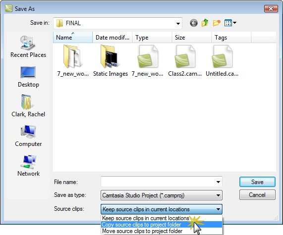 Save as dialog