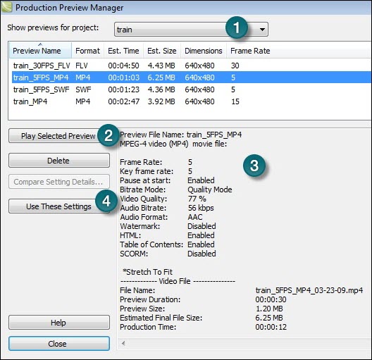 Preview manager dialog box