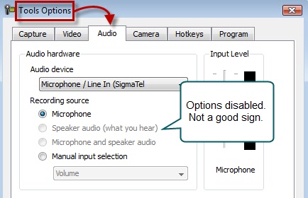 Audio options in Camtasia Recorder