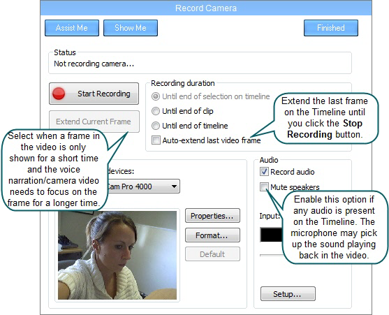 Record Camera pane