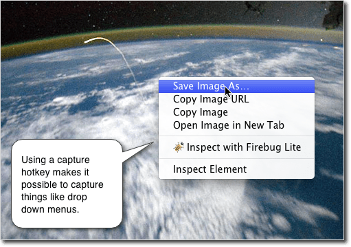 menu captured with hotkey