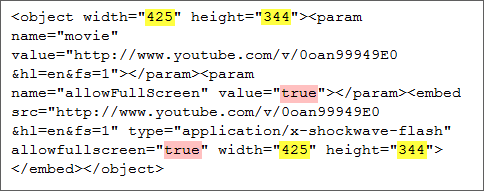 sample youtube embed code