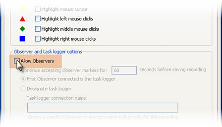 Allow Observers checkbox