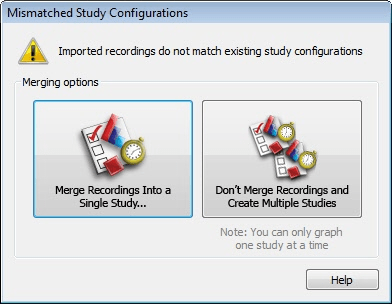 Recording study configurations do not match.
