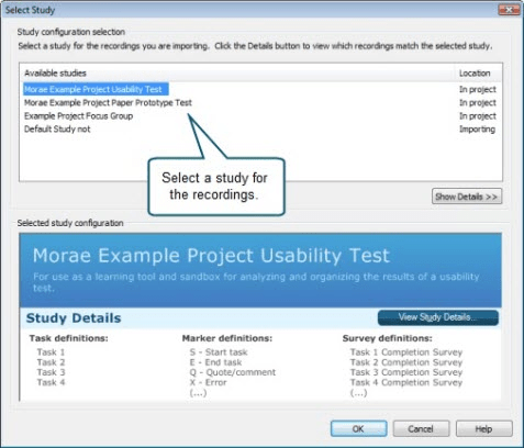 Select study to use.