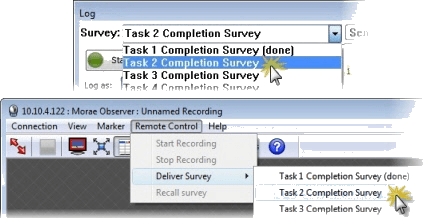 Survey from Remote Control menu