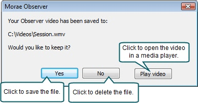 Dialog prompt if chose Save Observer video as WMV