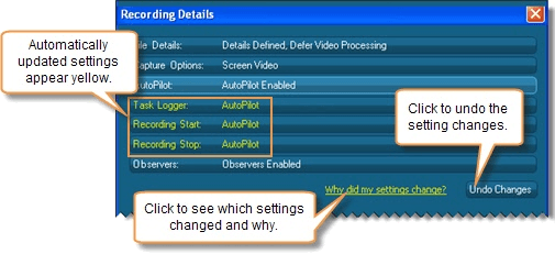 Automatically update Recording Details for recommended AutoPilot configuration.