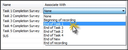 Associate surveys with session events.