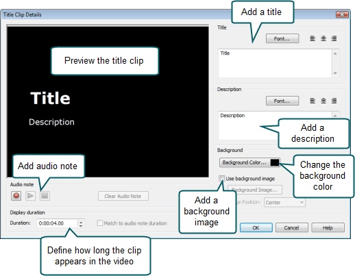 Title Clip Details dialog box