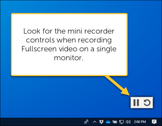 Mini controls when recording full screen