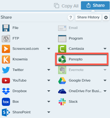 Snagit output to Panopto