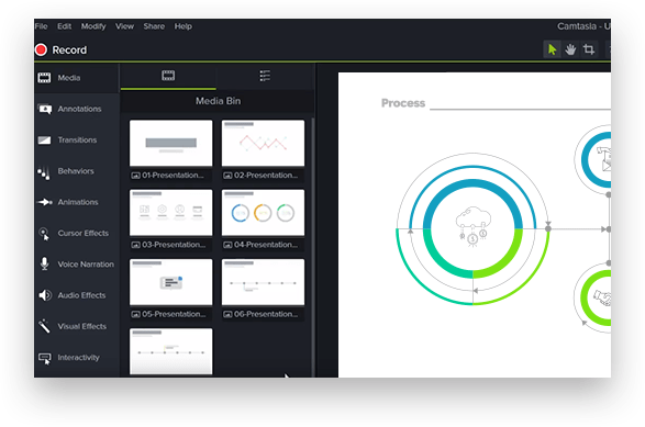 Record presentations with the Camtasia video editor