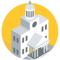 Educational institution illustration graphic.