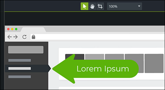 Camtasia UI with annotation