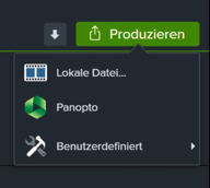 Panopto export option displayed in the Camtasia Share menu.