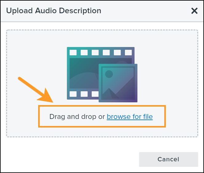 Upload audio description dialogue box