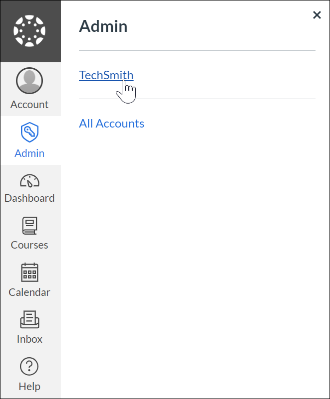Techsmith account in admin tab