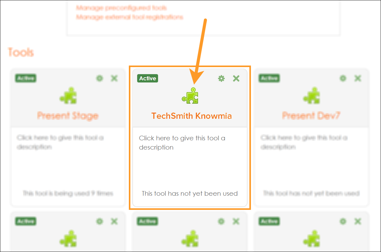 Screenshot of Moodle external tools with TechSmith Relay highlighted