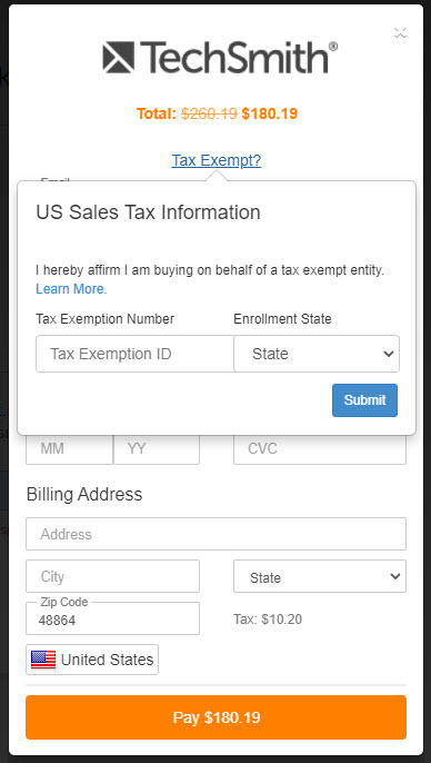 Tax exempt info