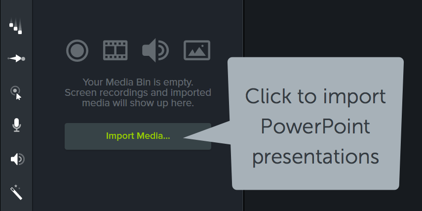 Click Import Media button to import slides
