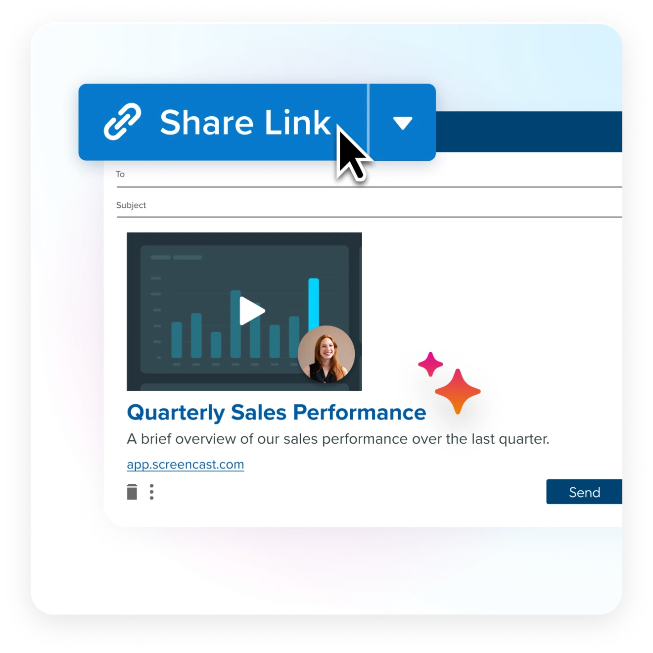 A link, instantly copied to your clipboard, lets you quickly share video messages with team members, stakeholders, clients, or anyone else.