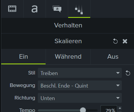 Properties panel with the Behaviors tab selected