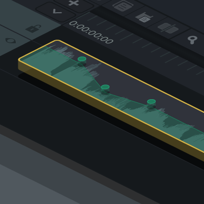 Audio line and points on a clip on the Camtasia timeline