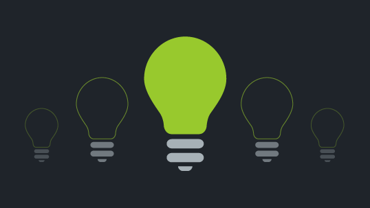 Graphic of five lightbulbs with the center one appearing to be illuminated.