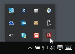 Windows 10 system tray open with cursor over TechSmith Relay icon