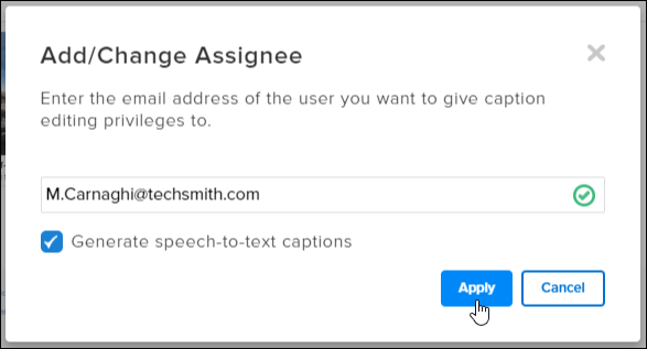 Screenshot of Add/Change Assignee dialog