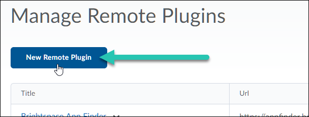 Manage Remote Plugins page, with New Remote Plugin button highlighted