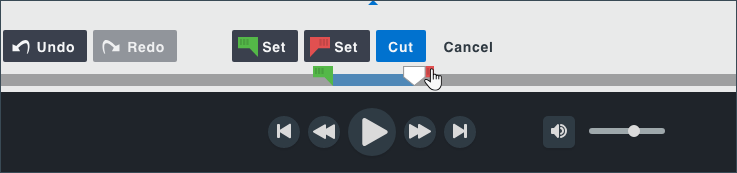 Timeline selection with both handles and buttons displayed