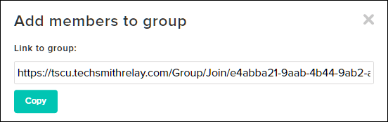Add members to group modal window with Link to group highlighted