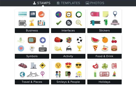 Unique collection of stamps and icons to add to your images