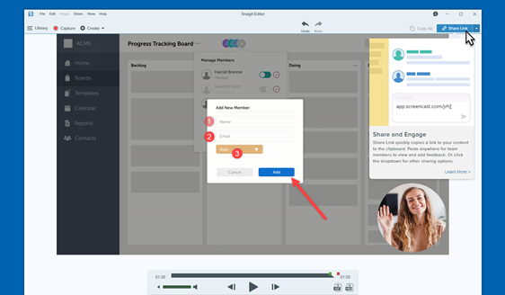 Create a shareable link to your screenshots and videos in just one click.